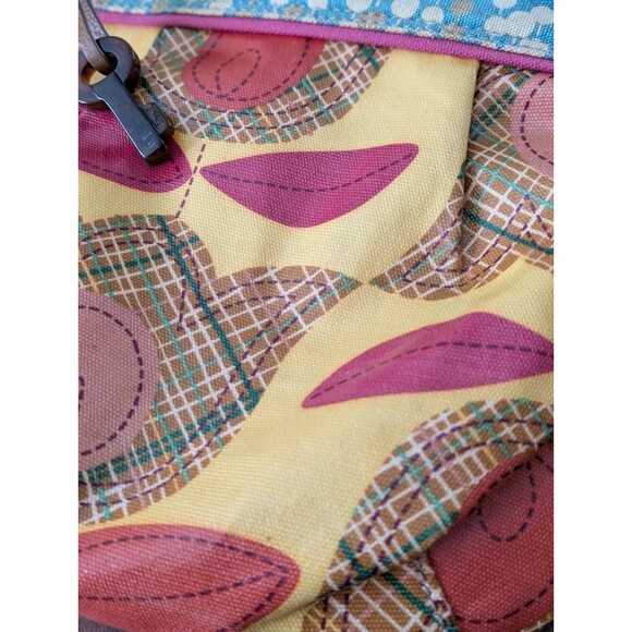 Vintage Fossil Key Per Felicity Coated Canvas Crossbody Bag Purse Leather Trim - Picture 4 of 10